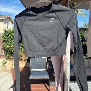 Small Gymshark black Long Sleeve Crop Top